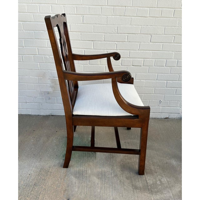 Wood Set of 10 Antique c.1960s Mahogany Fine Carved Chippendale Style Chairs For Sale - Image 7 of 8