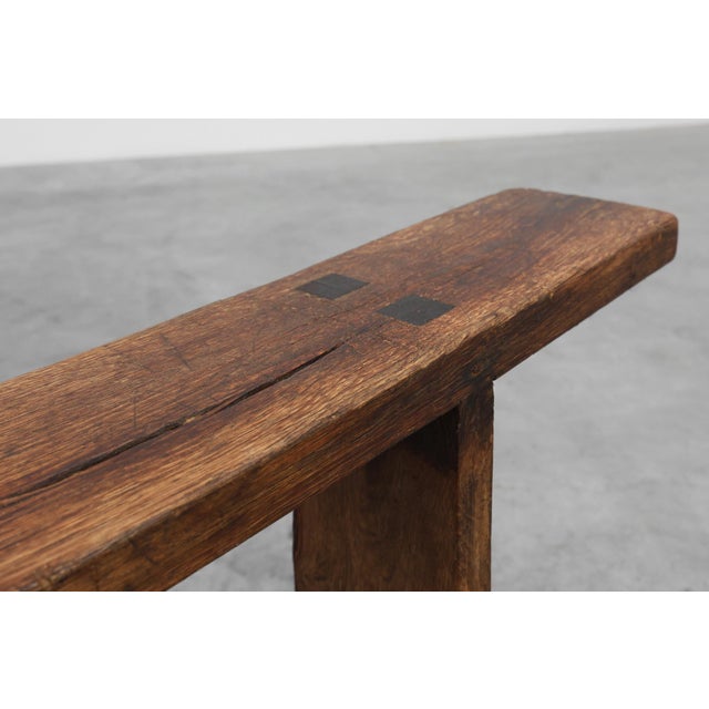 Brown Rustic Farmhouse Bench in Oak, France, 1820s For Sale - Image 8 of 11