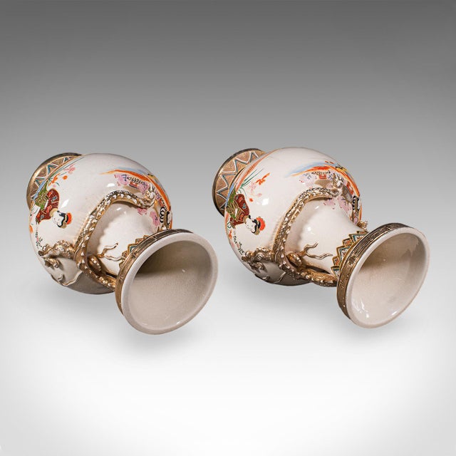 Ceramic Pair of Antique Satsuma Vases, Japanese, Ceramic Baluster, Meiji, Late Victorian For Sale - Image 7 of 12