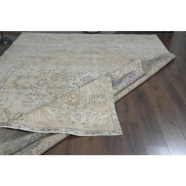 1970s Vintage Persian Handmade Wool Cotton Orange Area Rug For Sale In San Francisco - Image 6 of 11