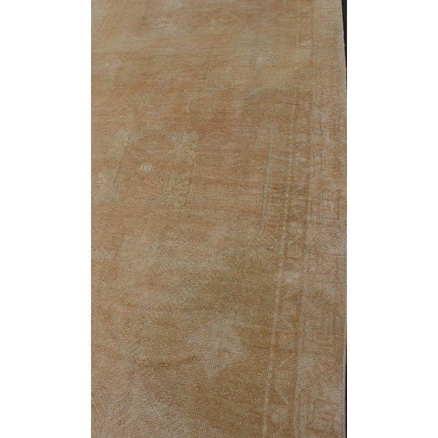 Long Oushak Runner With Subdued Design and Neutral Color Palette For Sale In Atlanta - Image 6 of 11