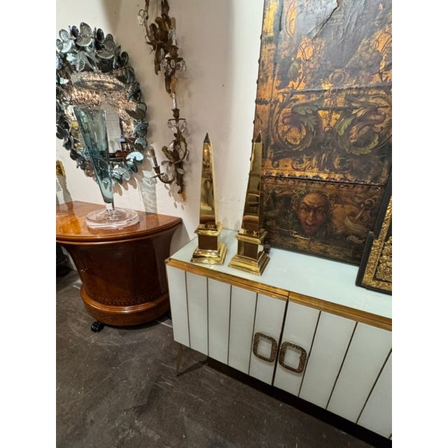 Traditional Pair of French Brass Obelisks For Sale - Image 3 of 8