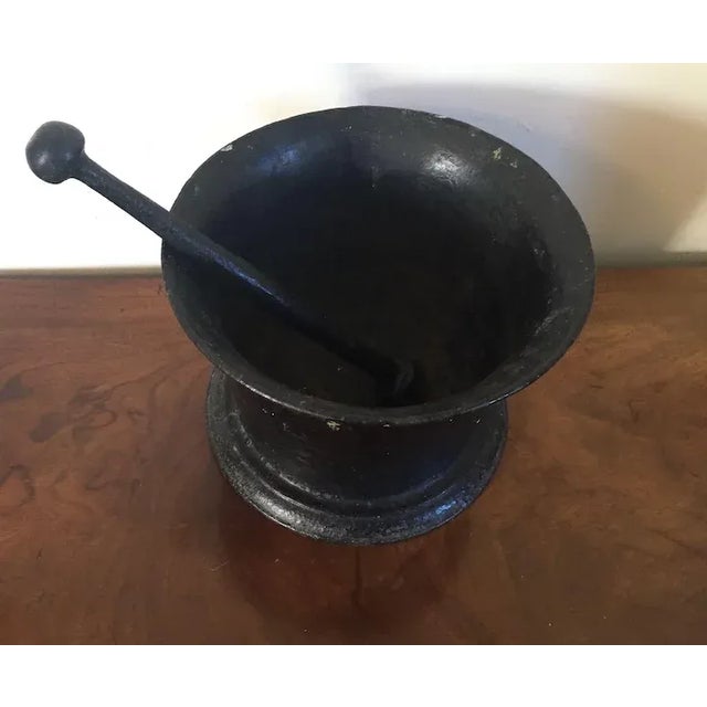 19th Century 1860 American Cast Iron Pharmacy Mortar & Pestle For Sale - Image 5 of 11