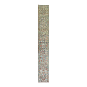 Zabihi Collection Rare Narrow Long Sea Foam Persian Runner