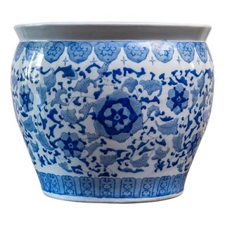 Hand-Painted Flower Pot in Porcelain For Sale