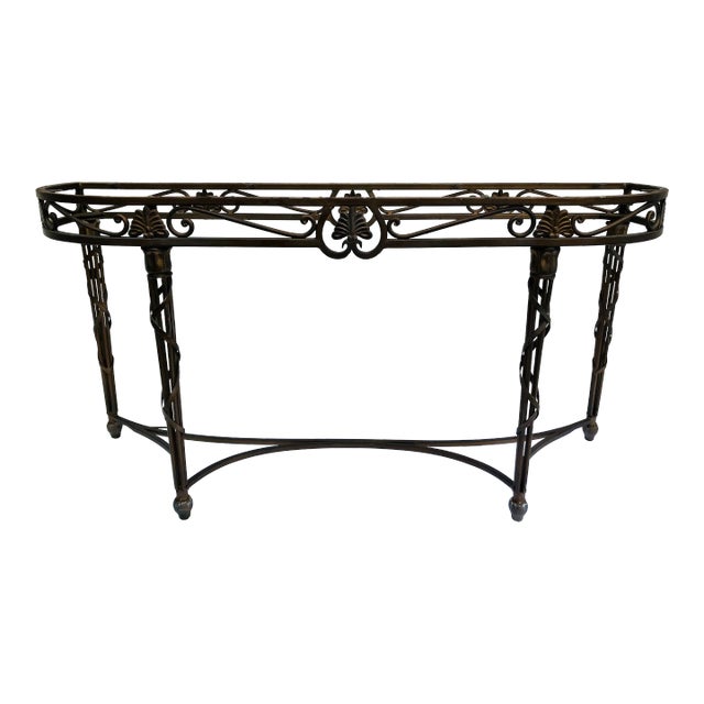 1970s Art Deco Style Iron Console Table Base For Sale