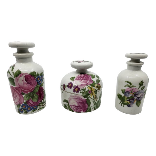 Vintage Paris Porcelain Bathroom Set, France, 1950, Set of 3 For Sale