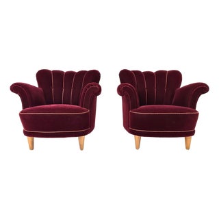 Pair of 1940's Swedish Lounge Chairs For Sale