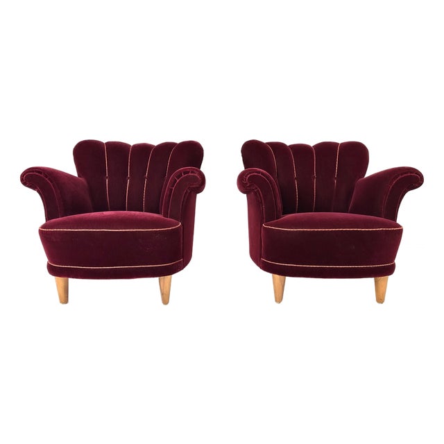 Pair of 1940's Swedish Lounge Chairs For Sale