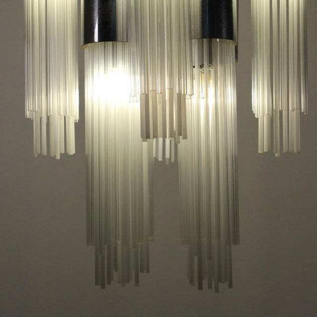 Chandelier with Glass Rods and Steel Structure, 1970 For Sale - Image 9 of 18