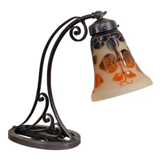 Belgo-French Art Deco Lamp by Carion & Le Verre Francais Schneider - 1920s France For Sale