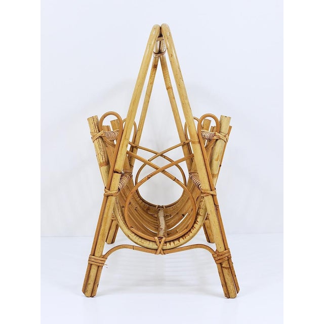 Rattan Bamboo Magazine Rack, France, 1950s For Sale - Image 12 of 18