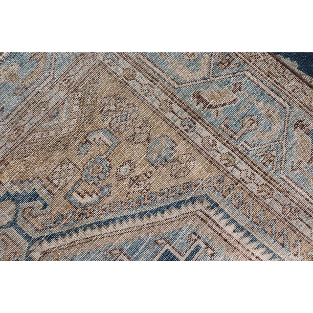 Persian Antique Malayer Rug With Geometric Design in Blue's & Brown's For Sale - Image 12 of 12