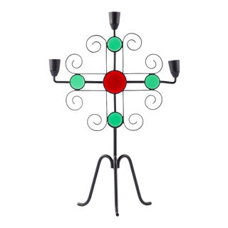 Gunnar Ander Ystad Metall Metal and Glass Candelabra For Sale