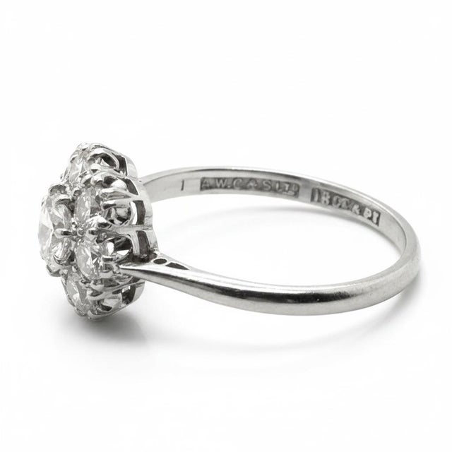 Traditional Early 20th Century 18k White Edwardian Period Diamond Ring, Size 6 For Sale - Image 3 of 3