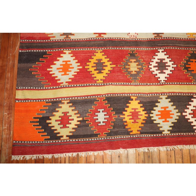 Mid 20th Century Vintage Zabihi Collection Turkish Large Square Kilim - 11'8" x 11'9" For Sale - Image 5 of 10