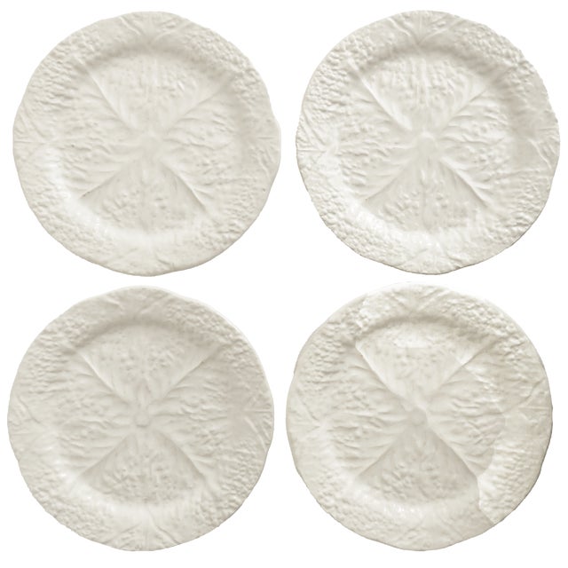 Bring timeless coastal, cottage core, or farmhouse charm to your table or wall with this set of four white majolica-style...