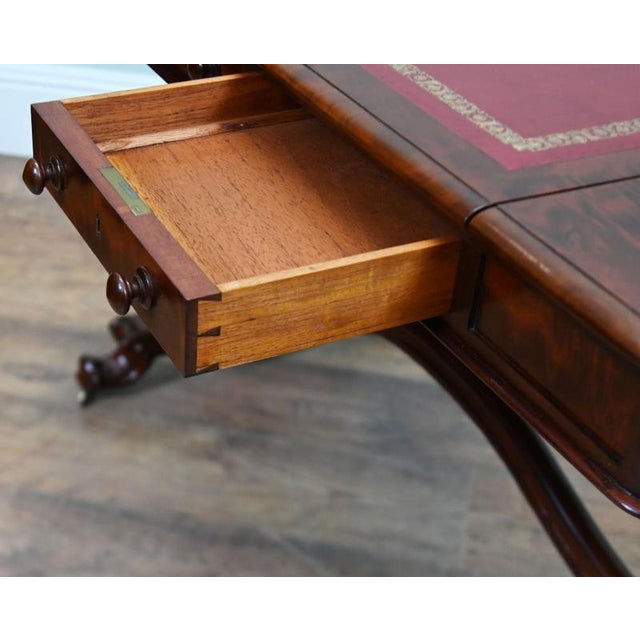 Wood Victorian Writing Table Mahogany Desk, 1880 For Sale - Image 7 of 12