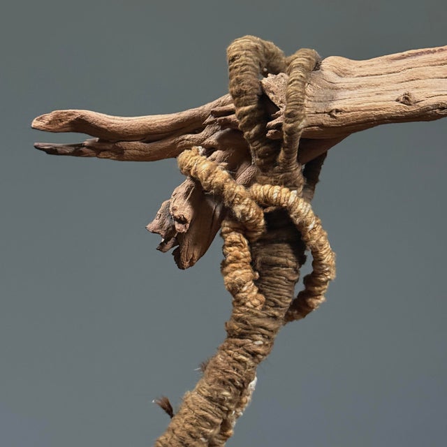 Large Vintage Surrealist Folk Art Buttocks Basket With Driftwood and Yarn Handle For Sale - Image 9 of 11