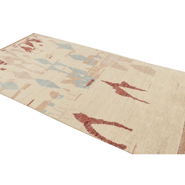 Rug & Kilim Rug & Kilim’s Moroccan Style Rug With Red Blue & Pink Abstract Geometric Pattern For Sale - Image 4 of 7