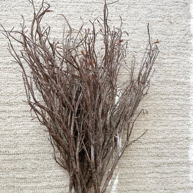 2010s Vintage Large Rustic Glittered Brown Branches Natural Dried Twig Bundle (36”) Vase Filler, Holiday Decor, Winter Arrangement For Sale - Image 5 of 6