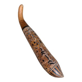 Monumental 22" Peruvian Hand Carved Mate Burilado Storyteller Gourd Rattle - Vintage For Sale