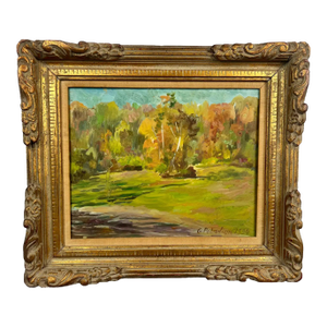 Girair Poladian Signed 1994 Landscape Oil Painting in Ornate Gilt Frame 1994