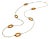 1970s 14k Gold and Amber Glass Oval Link Station Necklace Chain For Sale