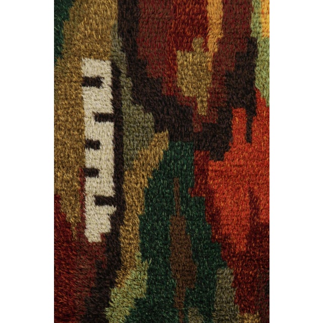 1960s Vintage Swedish Rya Rug, Colorful Scandinavian Abstract Patterns - Rug & Kilim For Sale - Image 5 of 7