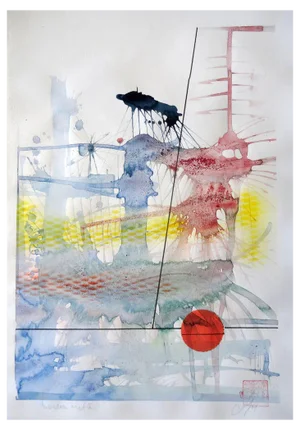 Maris Abilevs, At Sunset, 2021, Mixed Media on Paper