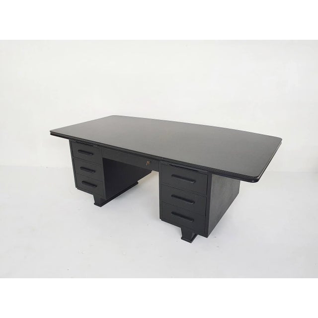 Large Black Wooden Executive Desk, 1960s For Sale - Image 17 of 17