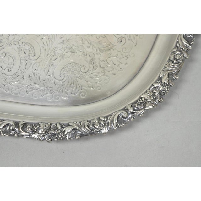 Silver Antique Barker Ellis Victorian Silver Plated Serving Platter Bar Tray Engraved For Sale - Image 8 of 18