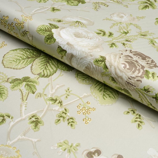 Schumacher SAMPLE - Schumacher Salisbury Chintz Fabric In Taupe For Sale - Image 4 of 4