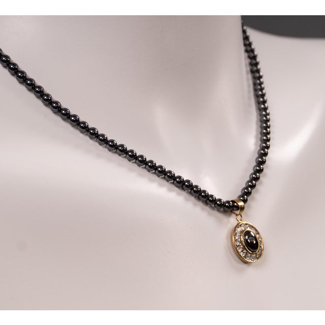 Hematite Costume Jewelry Necklace with Earrings, 1950s, Set of 3 For Sale - Image 11 of 16