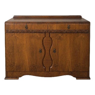 Art Deco Walnut Sideboard with Drinks Cabinet, 1930s For Sale