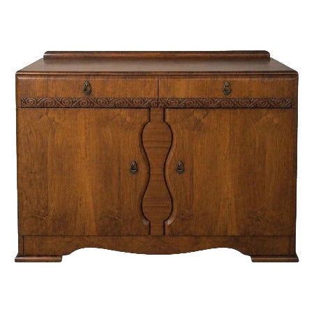 Art Deco Walnut Sideboard with Drinks Cabinet, 1930s For Sale