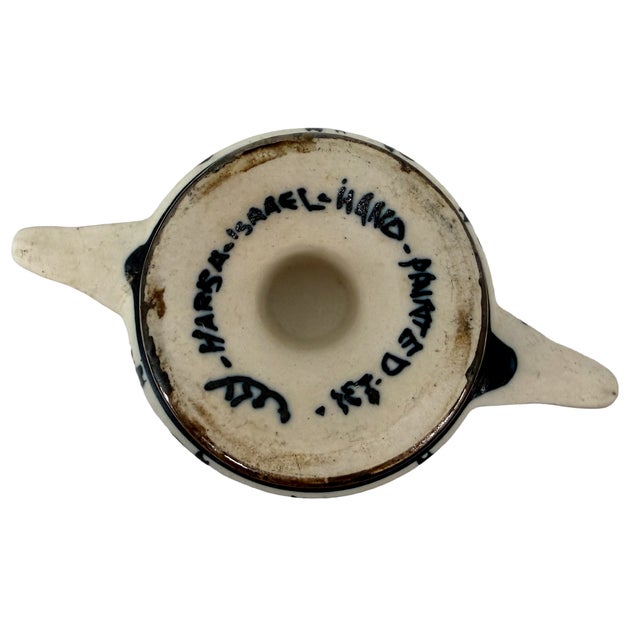 Mid-Century Modern Harsa Israel Hand-Painted Pedestal Compote Bowl by Nehemiah Azaz Era, C. 1950s For Sale - Image 4 of 4