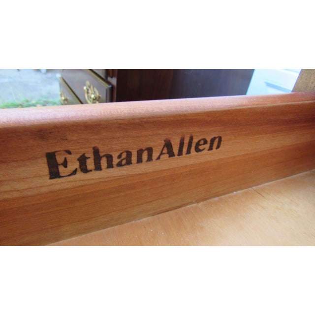 Ethan Allen 1980s Pair Ethan Allem Cherry NightstandsTables Bachelors Chests Four Drawers For Sale - Image 4 of 7