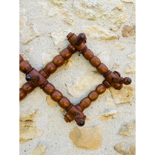 Antique Wall Mounted Turned Wood Folding Coat Rack, 1890s For Sale - Image 5 of 18