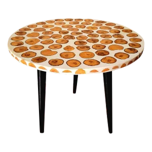 Moroccan Mid-Century Style Wooden and Resin Side Table 4