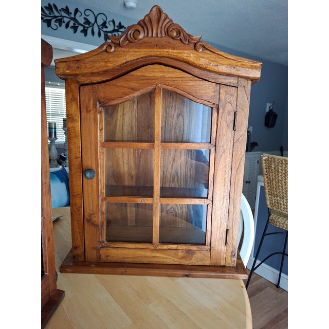 1900 - 1909 2 Authentic French Provincial Hanging Wall Cabinets From the 1900 Circa For Sale - Image 5 of 16
