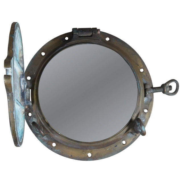 Early 20th Century Solid Brass Maritime Ships Porthole Storm Cover Window For Sale - Image 13 of 13