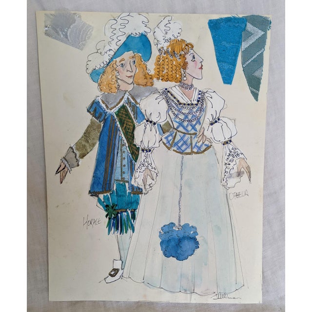 1980s Costume Mixed-Media Illustrations by Jeffrey Ullman - Set of 7 For Sale - Image 4 of 12