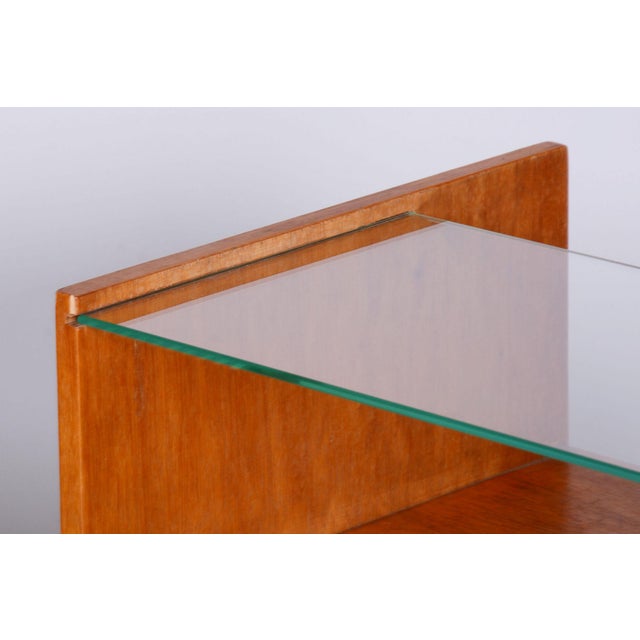 Mid-Century Modern Bedside Tables in Oak and Glass, 1950s, Set of 2 For Sale - Image 10 of 11