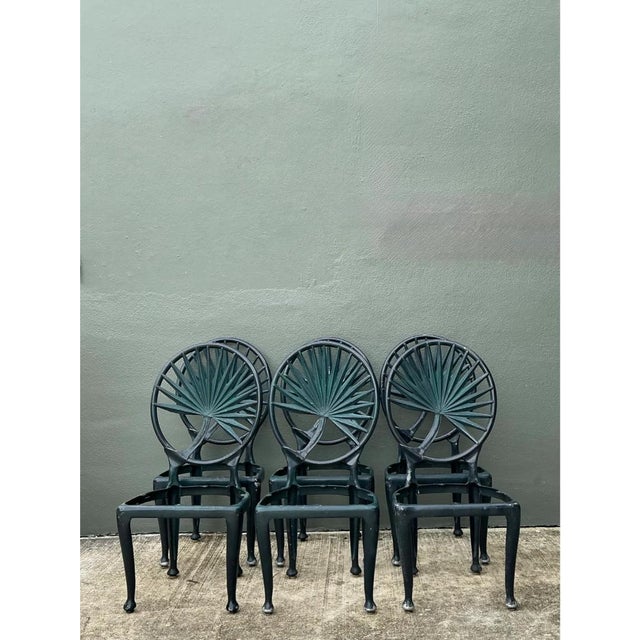 Metal Vintage Palm Frond Outdoor Dining Chairs - Set of 6 For Sale - Image 7 of 12