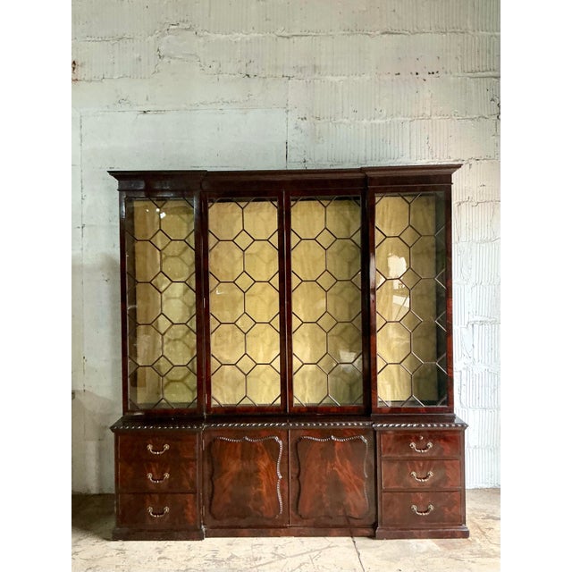 Vintage Regency George III Mahogany Breakfront For Sale - Image 4 of 12