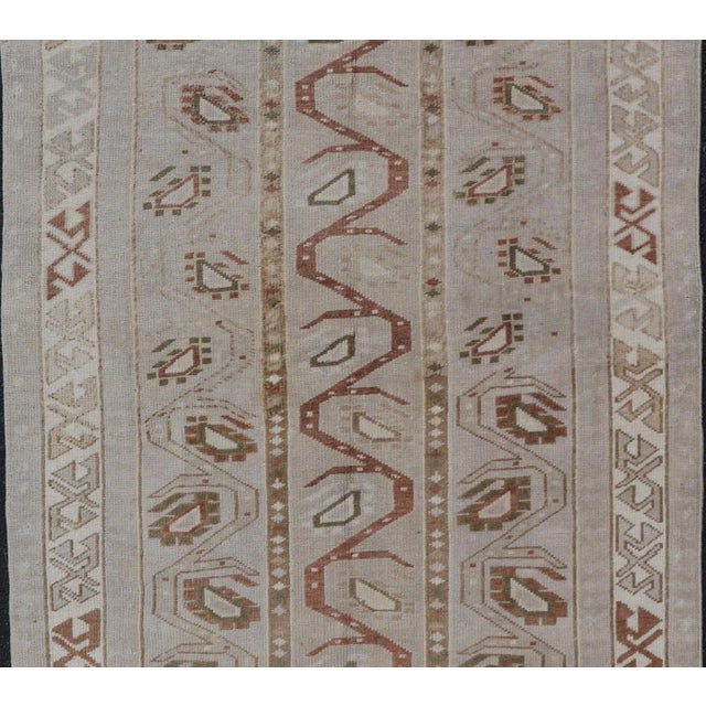 Tribal Vintage Turkish Oushak Unique Tribal Design in Earth Tones 3'5"x6'2" For Sale - Image 3 of 10