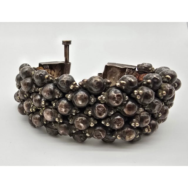 Antique Silver Rajasthan Beaded Ball Cuff Bracelet For Sale - Image 9 of 12