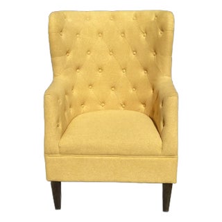 Classic Concepts Yellow Tufted Arm Chair For Sale