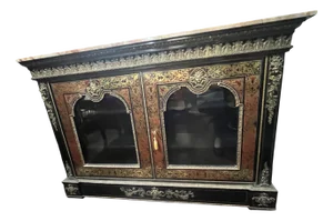 French 900 Sideboard with Two Glass Doors and Marble Top